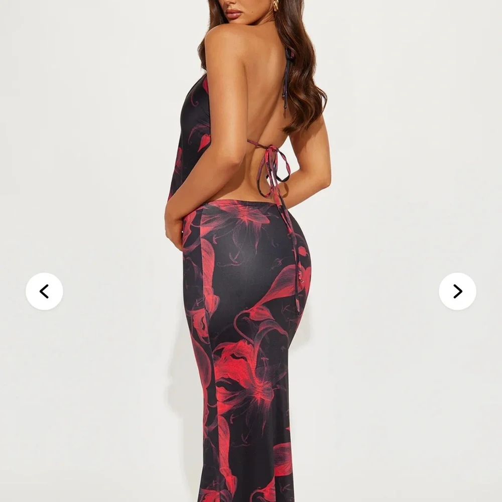Fashion Nova Black and Red Halter Dress - Picture 3 of 4